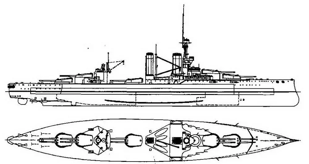Линейный корабль Кинг Джордж V я 1914 г Наружный вид и вид сверху - фото 54