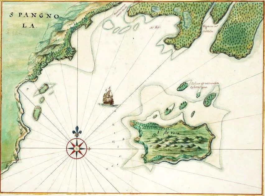 Карта острова Ваш XVII век Выйдя из Венесуэльского залива флотилия пошла на - фото 12