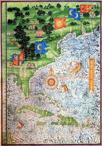 Старинная карта мира якобы 1556 года Изображена часть Америки остров Куба - фото 779