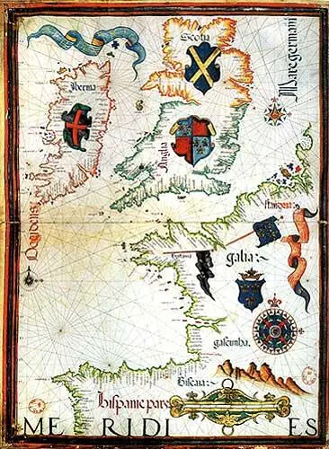 Старинная карта якобы 1559 года Франция и Англия Над Шотландией изображен - фото 782