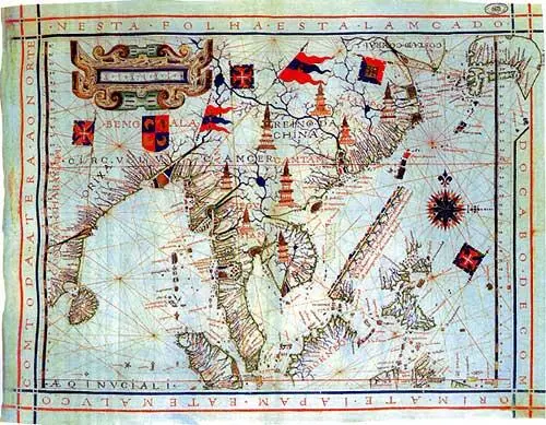 Старинная карта якобы 1571 года Восточная Индия и Япония Над Индией мы видим - фото 783