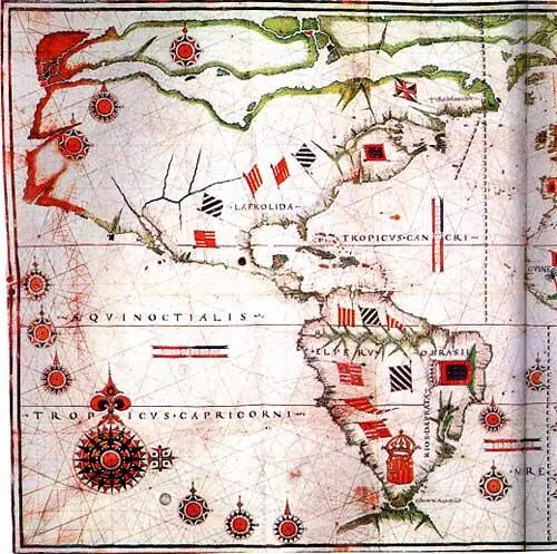 Старинная португальская карта мира якобы 1585 года Западная часть карты - фото 784