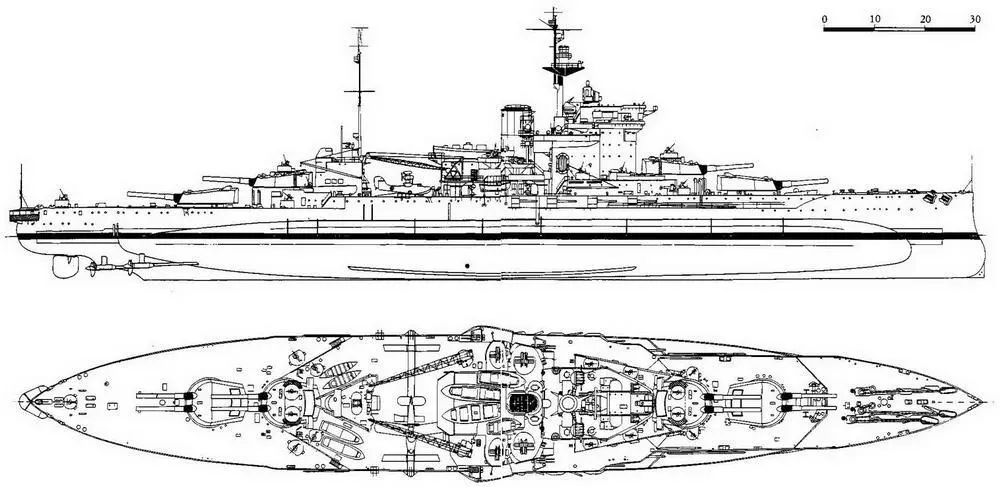 Линейный корабль Уорспайт 1943 г Наружный вид и вид сверху Носовые и - фото 58