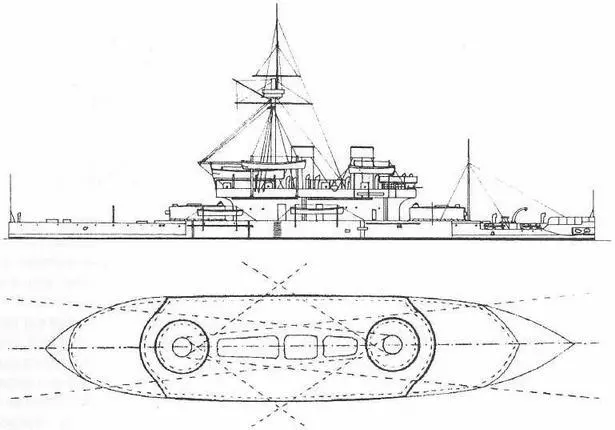 Двухбашенный брустверный монитор Dreadnought 1877 г Наружный вид и вид - фото 35