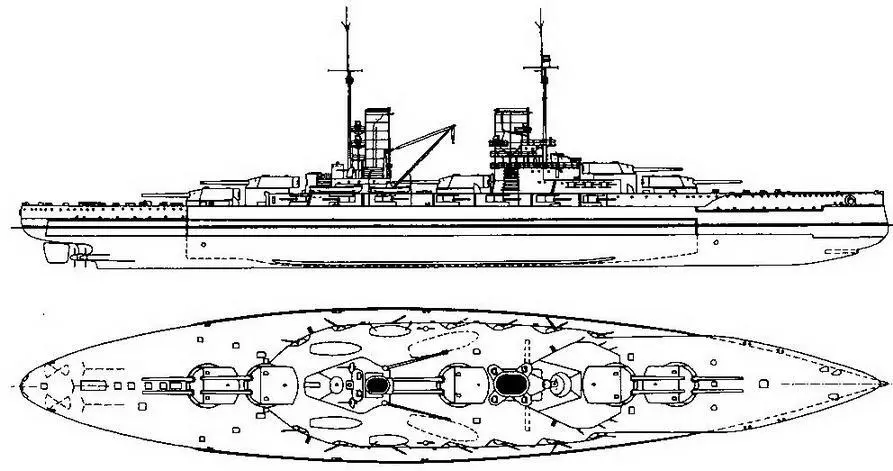 Линейный корабль Кениг 1914 г Наружный вид и вид сверху 26 августа у - фото 35