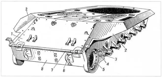 22 Корпус танка Т10 вид сзади 1 верхний кормовой откидной лист 2 - фото 25