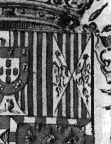 Рис 149 Фрагмент герба с катарским флагом на карте Италии и Далмации Взято - фото 81