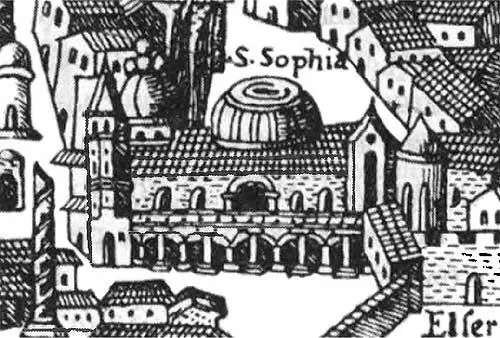 Рис 439 Якобы храм Святой Софии на плане ЦарьГрада якобы 1520 года Мы - фото 284