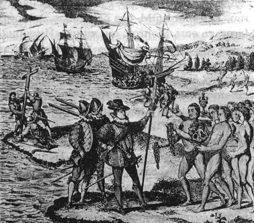 Рис 623 Гравюра 1613 года изображающая высадку Колумба в Новом Свете За - фото 363