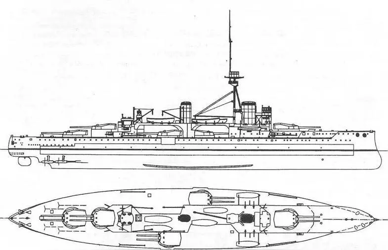 Линейный корабль Колоссус 1911 г Наружный вид и вид сверху Из книги S - фото 36