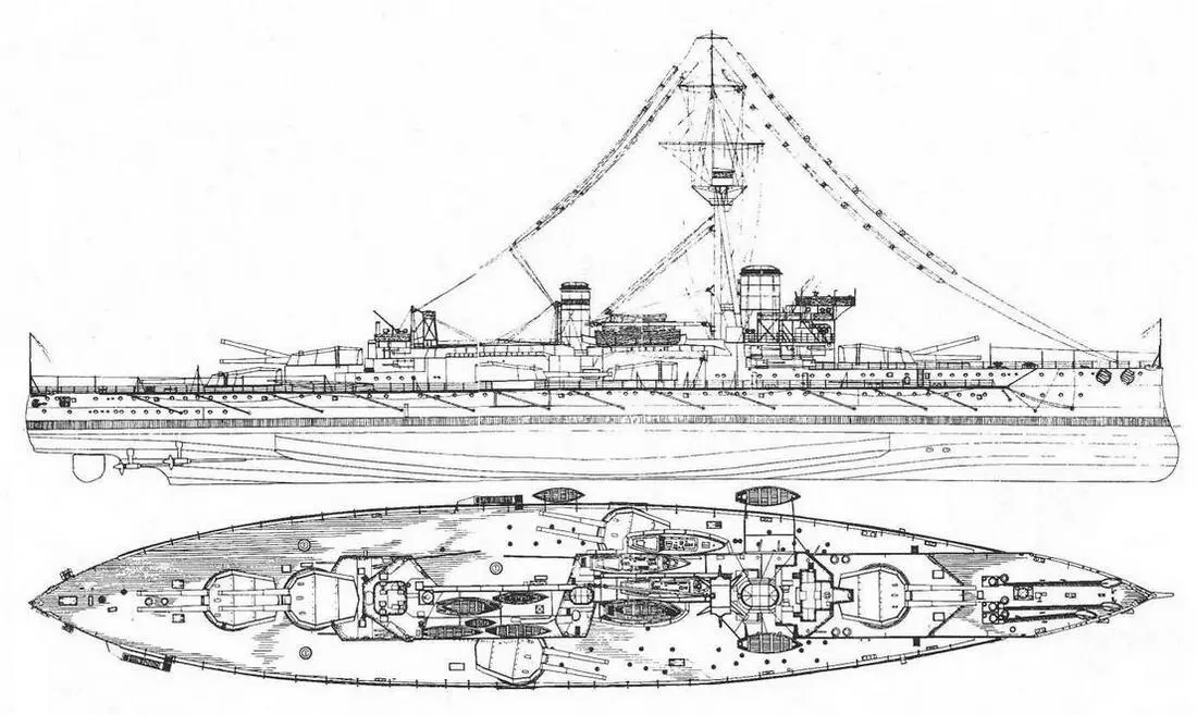 Линейный корабль Геркулес 1913 г Наружный вид и вид сверху Из книги RA - фото 38