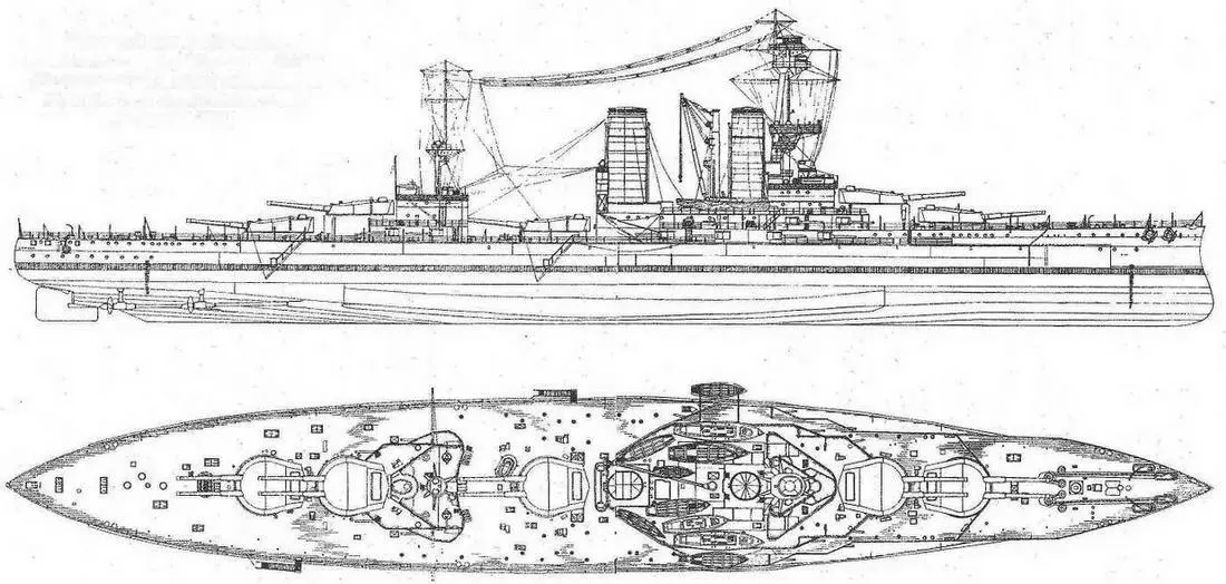Наружный вид и вид сверху линейного корабля Канада 1915 г Из книги Burt - фото 25