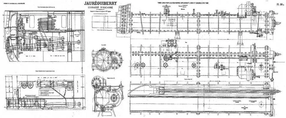 Броненосец Жорегибери 1893 г Чертеж торпедного аппарата схема его - фото 39