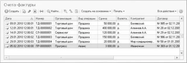 Рис 420Журнал документов Счетафактуры Для создания нового документа - фото 218