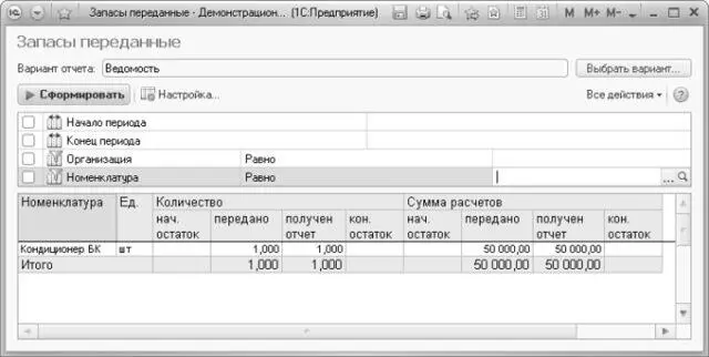 Рис 440Отчет Запасы переданные В отчете отображается информация о начальных - фото 269
