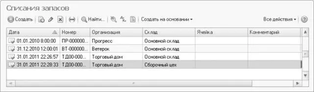 Рис 622Список документов Списания запасов Новый документ Списание запасов - фото 405