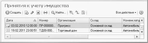 Рис 106Журнал документов Принятия к учету имущества Создать новый документ - фото 552