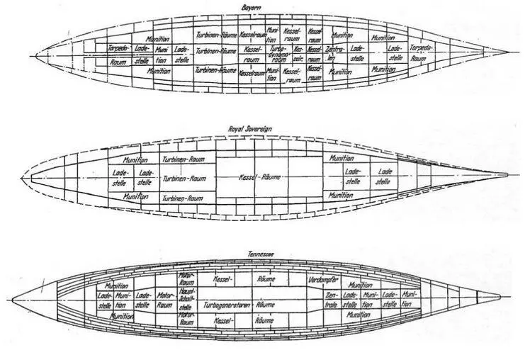 Планы водонепроницаемых отсеков линейных кораблей Баерн Роял Соверен и - фото 54