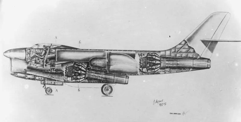 Компоновочная схема самолетаистребителя Су15П 1948 Опытный истребитель - фото 197