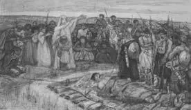 Княгиня Ольга встречает тело князя Игоря В Суриков 1915 Святослав стоит - фото 9