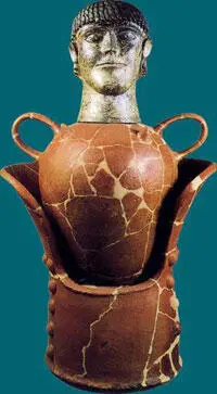 Погребальная урна из Кьюзи со стилизованным бюстом усопшего VI в до н э - фото 96