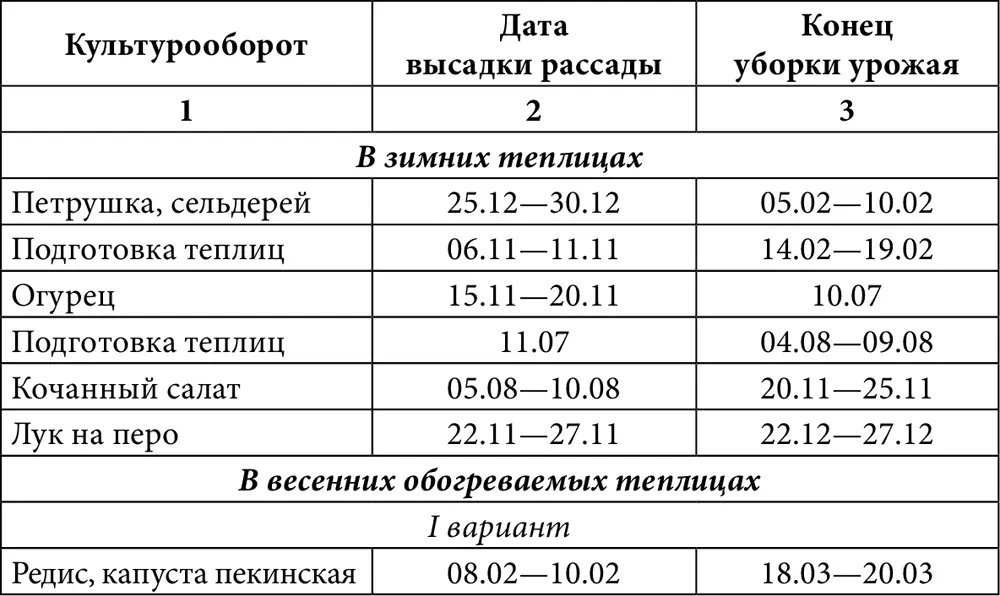 Культурообороты в рассадоовощных теплицах Рассадоовощные культурообороты - фото 40