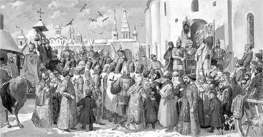 Князь Александр Невский приводит пленных немецких рыцарей в Новгород Через - фото 79