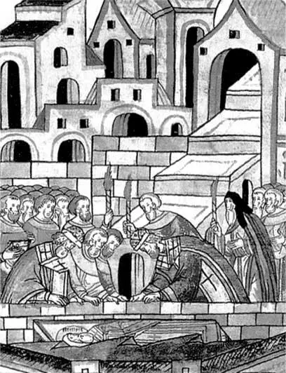 Обретение мощей св Петра Миниатюра из Лицевого свода Таким образом Борис - фото 239