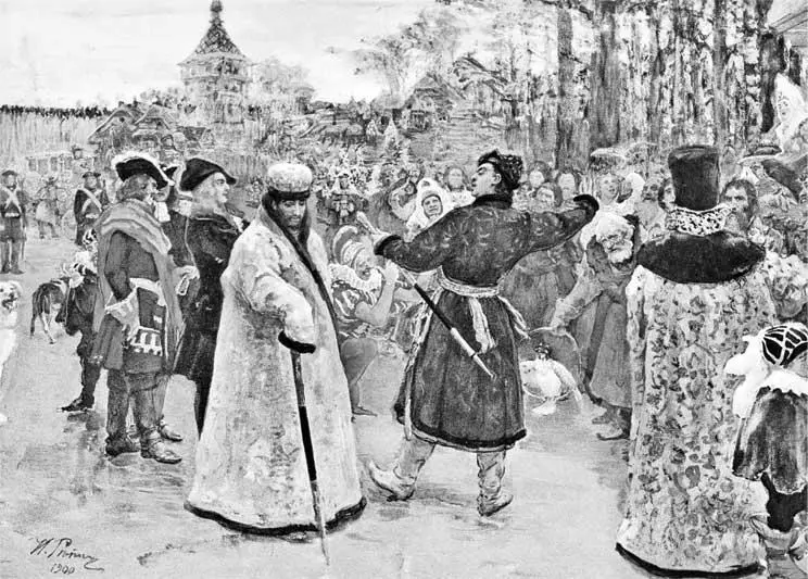 И Е Репин Приезд царей Иоанна и Петра Алексеевичей на Семеновский потешный - фото 367