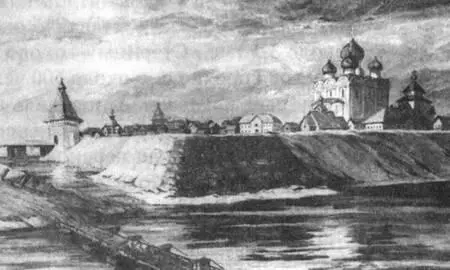 Рис 43 Ров и больверк Тверского кремля со стороны Волги Начало XVIII в - фото 43