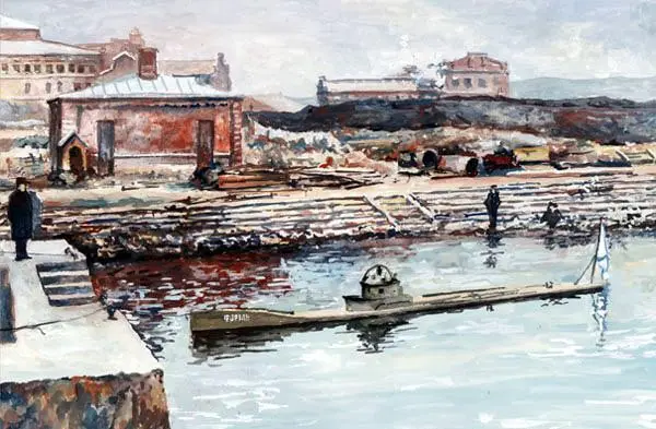 Неизвестный художник Подводная лодка Форель во Владивостоке1904 год - фото 109