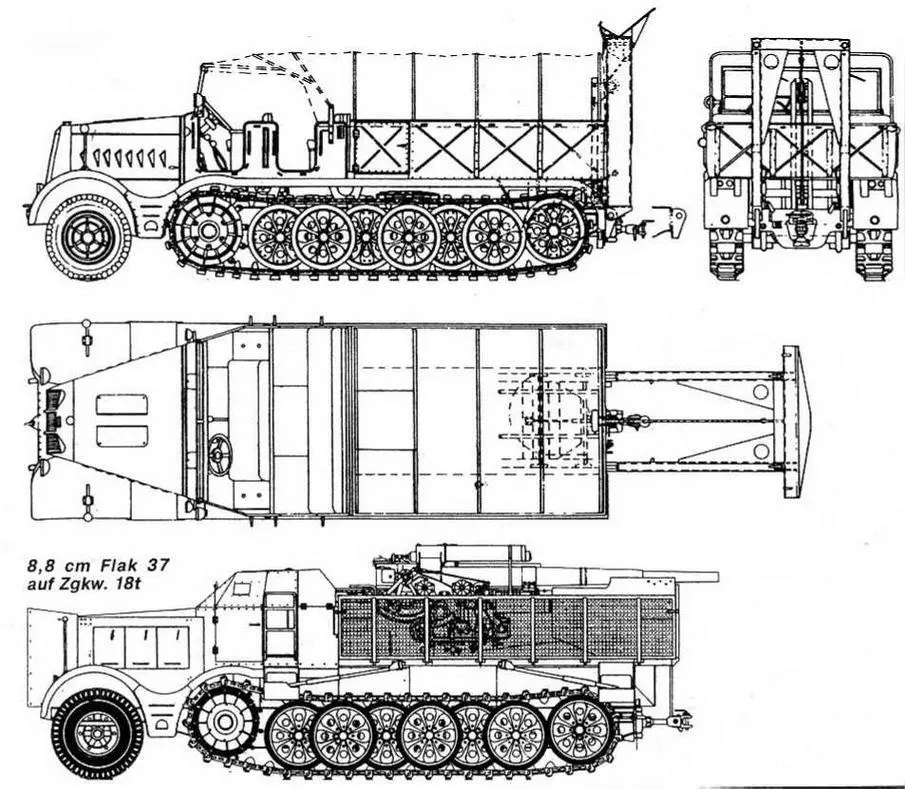 SdKfz9 ТАКТИКОТЕХНИЧЕСКИЕ ХАРАКТЕРИСТИКИ ТЯГАЧА SdKfz9 БОЕВАЯ МАССА т - фото 47