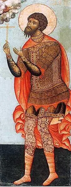 Симон Ушаков 16261686 Святой Федор Стратилат 1676 Дерево шелк левкас - фото 77