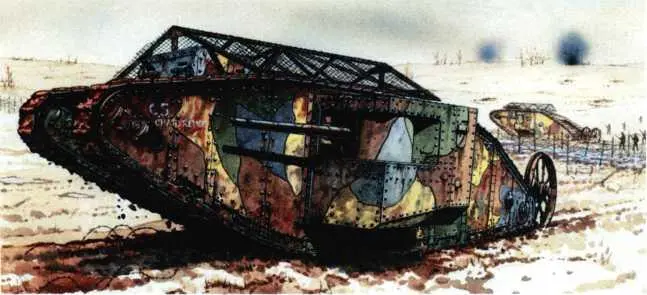 На этой открытке изображающей танк Mk I самец с номером С5 роты С тяжелого - фото 126
