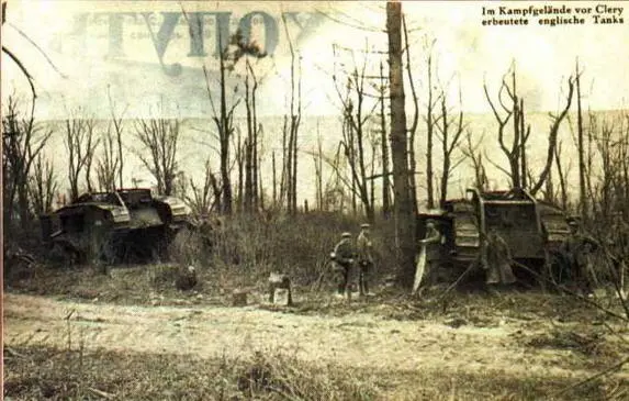Английские танки Mk IV захваченные на поле боя у Клери ноябрь 1917 года - фото 57