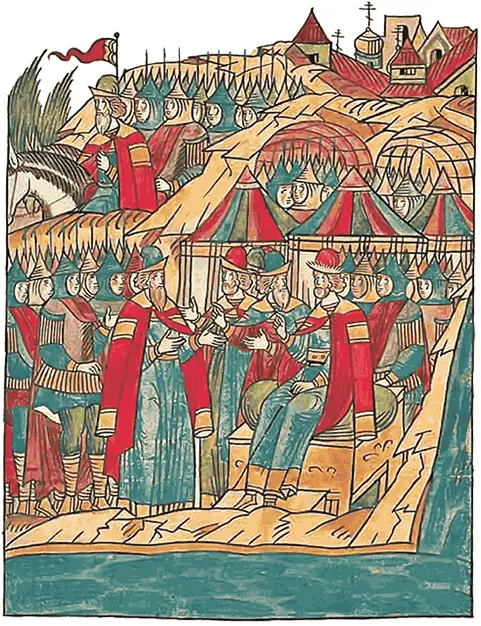 Дмитрий Донской и Тимофей Вельяминов Миниатюра Лицевого летописного свода XVI - фото 38