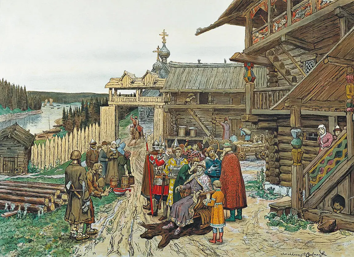 А М Васнецов Двор удельного князя XIIIXIV вв 1908 г Значит до - фото 69