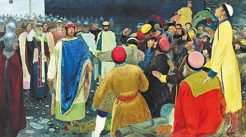 А П Рябушкин Князь Глеб Святославович убивает волхва на Новгородском вече - фото 104