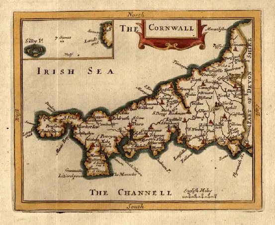 Корнуолл на старинной карте Ночью подул нордост позволивший кораблям - фото 13