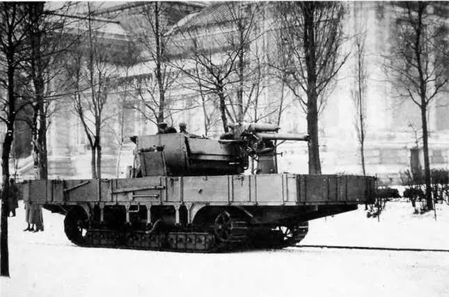 Установка 77мм зенитной пушки Крупп на шасси A7V Первая мировая война - фото 51