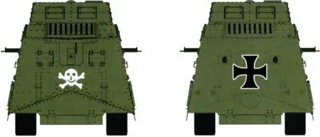 Вариант монохромной окраски танка A7V 1го штурмового отделения апрель 1918 - фото 142