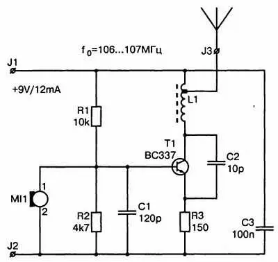 Рис 5 Принципиальная схема FMрадиомикрофона Подбором величин сопротивлений - фото 4
