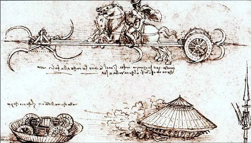 Леонардо да Винчи 14521519 Лист с набросками военных машин Около 1487 - фото 56