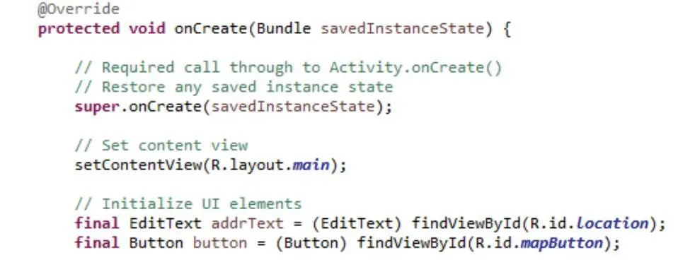 Вопервых есть вызов superonCreate Затем есть вызов setContentView c ID - фото 12