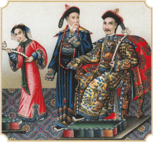 Китайский император с советником и принцессой Литография XIX в Китайский - фото 192