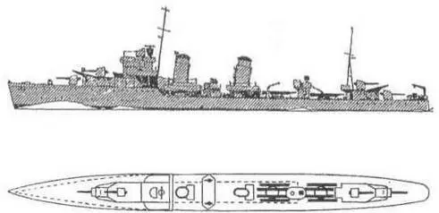 Эскадренный миноносец серии I 1939 г Наружный вид и вид сверху В - фото 17