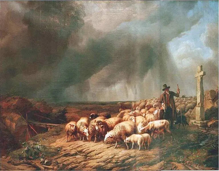Эжен Вербукховен 17981881 Стадо напуганное бурей 1839 Холст масло - фото 53
