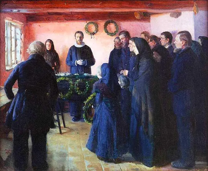 Анна Анкер 18591935 Похороны 1891 Холст масло 1035x1245 Датская - фото 63