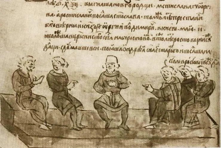 Ростовцы и суздальцы сдумавше вси сажают Андрея Юрьевича на княжеский стол - фото 14