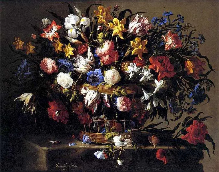 Хуан де Арельяно 16141676 Маленькая корзина с цветами 1671 Холст масло - фото 35